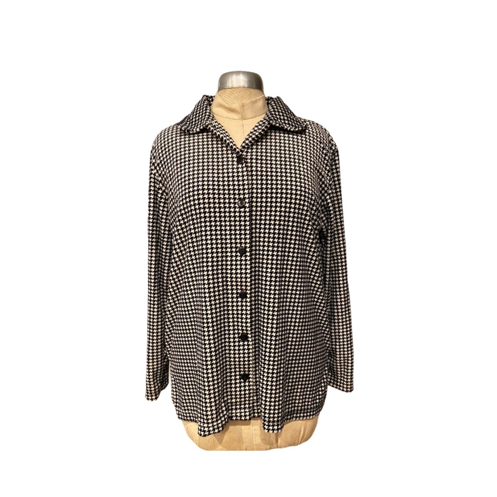 90s Russ Houndstooth Black/White Blouse